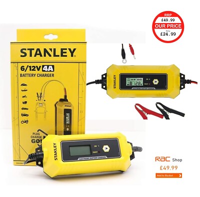 Stanley Universal Auto/Fahrrad Akku Auto Smart Ladegerät & Wartung 12 V 6 V 4A