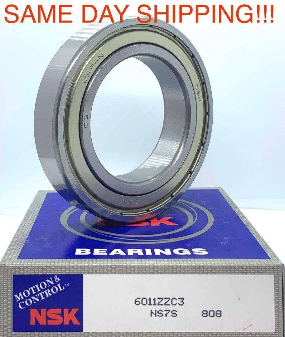 NSK 6011ZZ C3 Bearing Metal Sealed 6011 ZZ C3 6011ZZC3 55x90x18 mm 