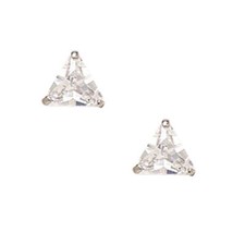 Women/Children's Stylish 14K Solid White Gold 5MM Triangle Studs Pushback