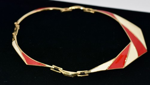 MONET Vintage Enamel Art Deco Choker Collar Statement Necklace - Picture 6 of 8