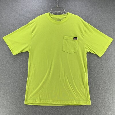 Dickies Mens T Shirt Medium M Neon Yellow Pocket Camisa