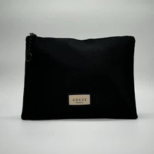 GUCCI BEAUTY BLACK POUCH PATTERNED INSIDE  L 8in H 7in W 3in New In Packing