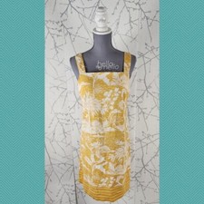 San Francisco Yellow Floral Printed Linen Blend Shift Dress | Women's S