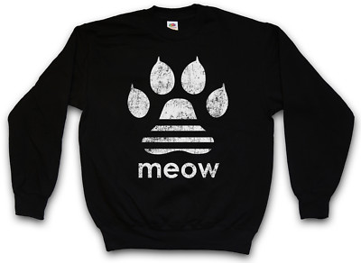 MEOW SWEATSHIRT PULLOVER Cat Cats Love Sign Symbol Katze Katzen Pfote Tatze