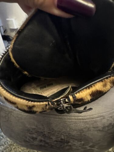 MIU MIU Calf Hair & Leather Leopard Studded High Top Trainers Size UK 6.5 EU 40 - Picture 8 of 16