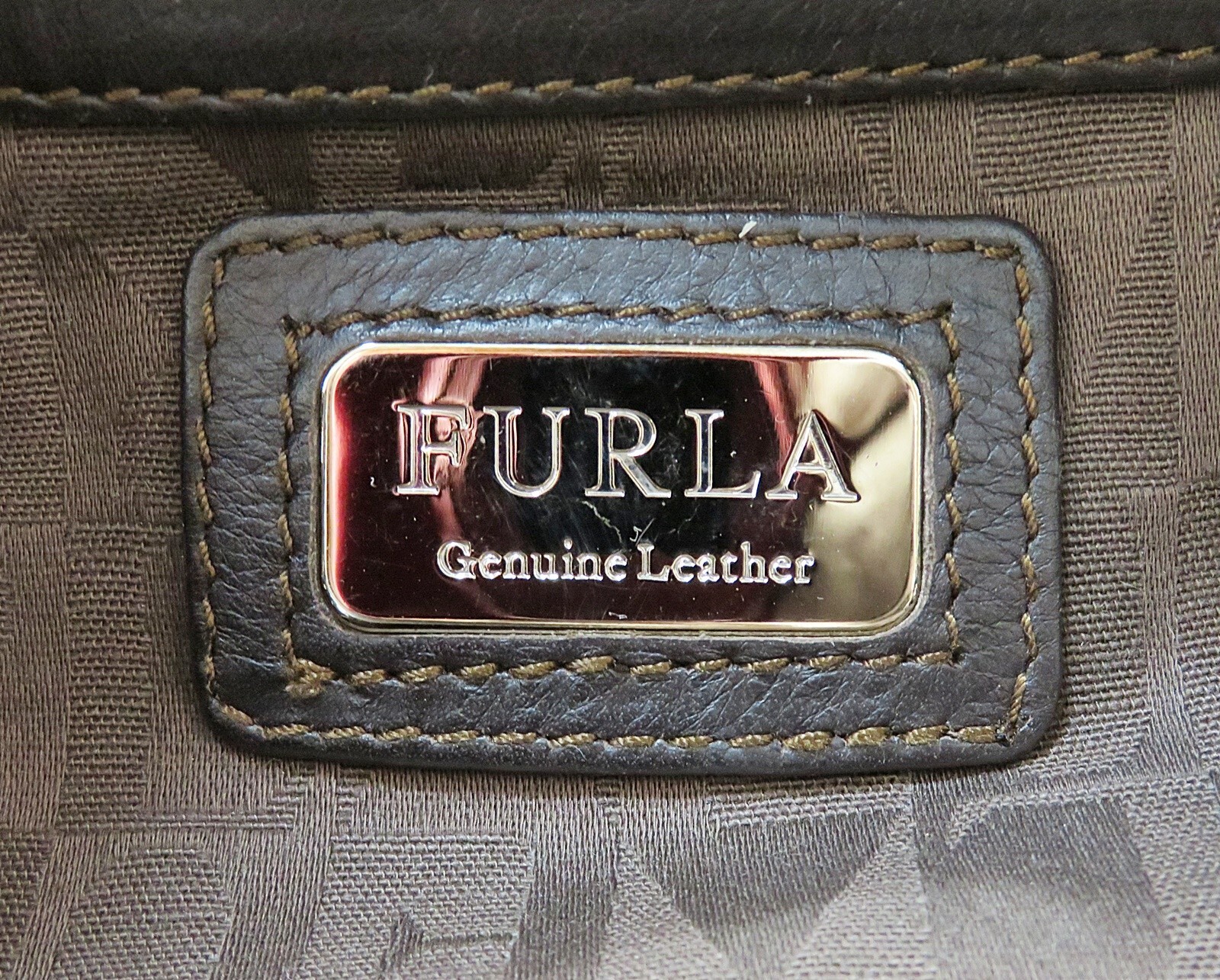 Authentic FURLA Brown Leather Tote Shoulder Bag Purse #52315B