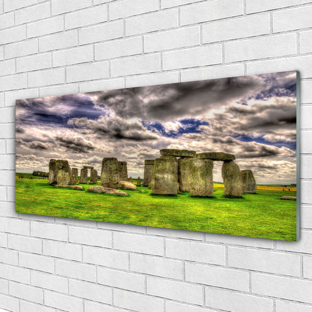 Impression sur verre paysage pierres 125x50 cm tableau mural deco nature panoramique