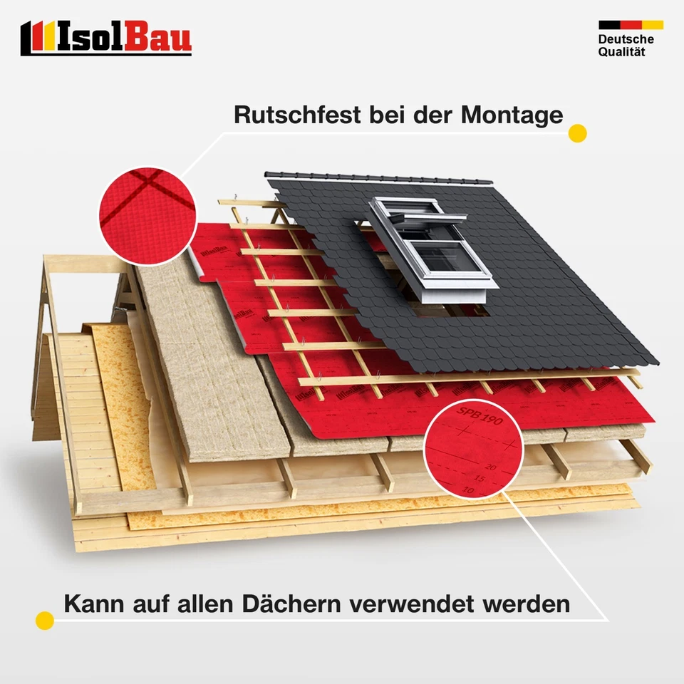 Unterspannbahn Dach Unterdeckbahn 100g - 190g Dachbahn Dachfolie Schalungsbahn - Bild 4 von 4