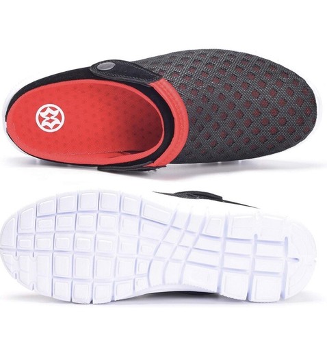 Hsyooes Garden clogs Red Mens Womens summer breathable mesh slippers non-slip - Picture 4 of 7
