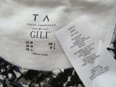 PRE-OWNED TRACY ANDERSON For G.I.L.I. Black/Gray/White Top, Size