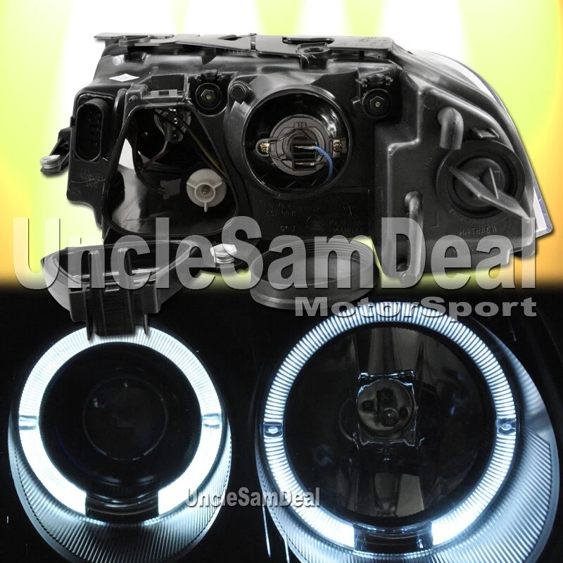 PARA 02-05 VW PASSAT AROS DUPLOS HALO OLHOS DE ANJO PROJETOR CLARO FARÓIS PRETOS - Imagem 2 de 2
