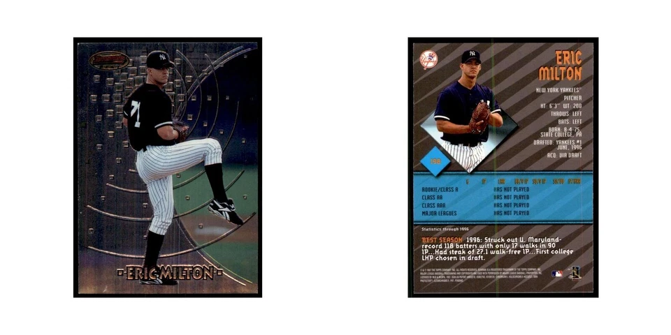 1997 Bowman Best Eric Milton Baseball Cards #198 - Image 3 of 3
