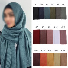 Womens Shimmer Scarf Wrinkle Pleated Headscarves Turban Head Wraps Large Turban