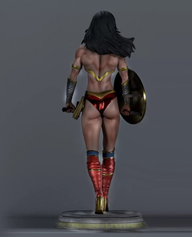 1/8 24cm Muscle Wonder Woman 3D Print GK Figure Model Kit Unpainted  Unassembled