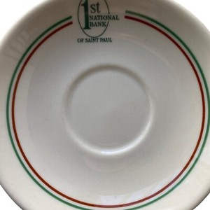 1st National Bank of ST PAUL MN Advertising Saucer Syracuse China USA vtg 1950s