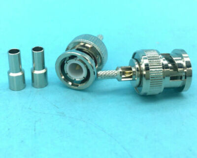 10 Connettori BNC Maschio Crimpatura Dritta Per Cavo RG174, RG316, RG179 – 50 Ohm, In Rame