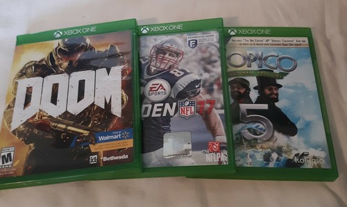 XBOX ONE BUNDLE of 3, Madden NFL 17, Doom, Tropico 5 - Picture 3 of 4