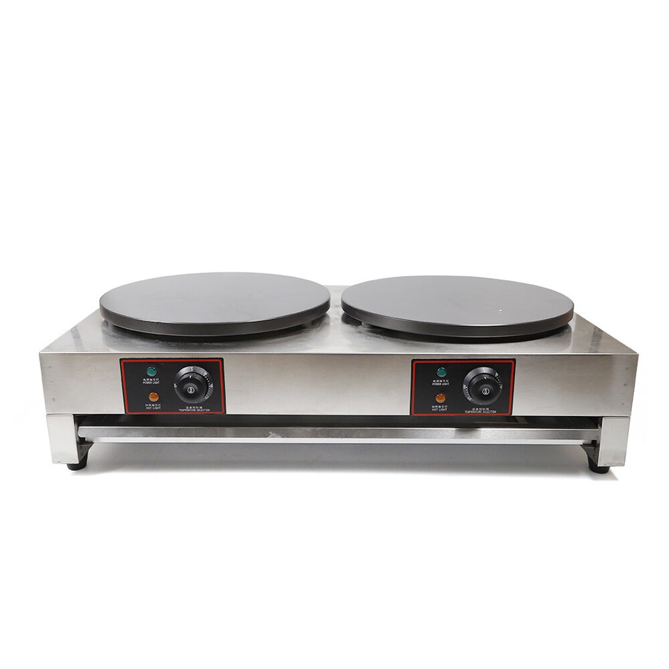 16" Commercial Electric Crepe Maker Machine Two Burner Hotplates Non