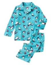GYMBOREE SLEEPWEAR BLUE w/ PENGUINS A/O FLEECE 2-PC SET PAJAMAS 18 24 2T NWOT