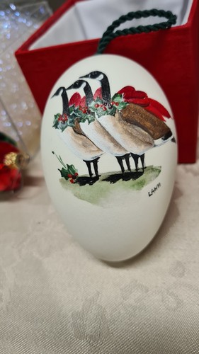 Art Glass Signed Christmas Boxed Ornaments Ball Egg SantaSet Of 5 Vintage - Picture 10 of 13