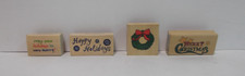 CHRISTMAS THEMED ASSORTED WOODEN STAMPS SET OF 4 NEW