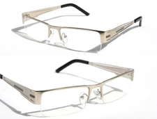 Half Rim Premium Silver Metal Rectangle Reader Reading Glasses +3.00   1230