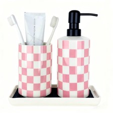 Bathroom Toothbrush Holder Set, Ceramic Soap Dispenser and Tooth Brush Holder...