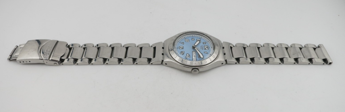 Swatch Irony Cool Days Blue Stainless Steel Swiss Made Watch 