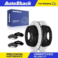 Rear Drilled Slotted Brake Rotors Premium Ceramic Pads for GMC Sierra 1500