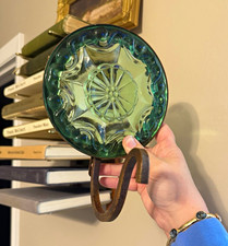 PartyLite green pressed glass wall sconce hoo...