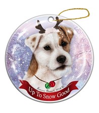 Holiday Pet Gifts Jack Russell Wirehair Tan/White Dog Porcelain Christmas