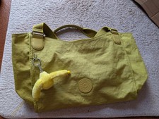 Kipling borsa a spalla donna gialla nylon con zip, logo e ciondolo