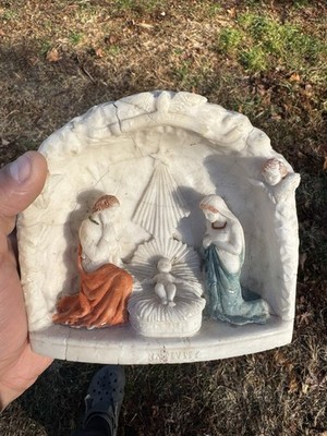 Antique Nativity Chalkware Sculpture