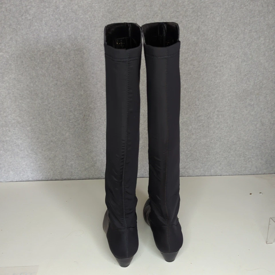 Botas anabela femininas Jessica Simpson Beagan couro preto acima do joelho macio 6.5 - Imagem 4 de 4