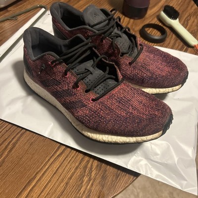 adidas PureBoost Knit Running Shoes Men s Size 12 OG Boost Pink/Red/Black/White