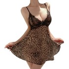 String femme sexy léopard lingerie babydoll robe chaude transparente vêtements de nuit vêtements de nuit