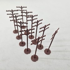 Lot of 11 Unbranded 3"- 4" Brown Telephone Utility Poles - HO Scale Trains Train