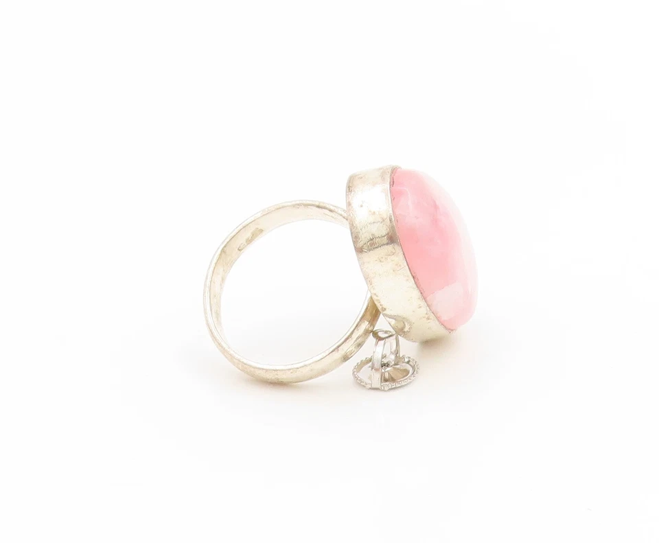 925 Пробы винтажное кольцо розовый кабошон лунный камень группы Sz 4,5 RG33919 - Изображение 4 из 4