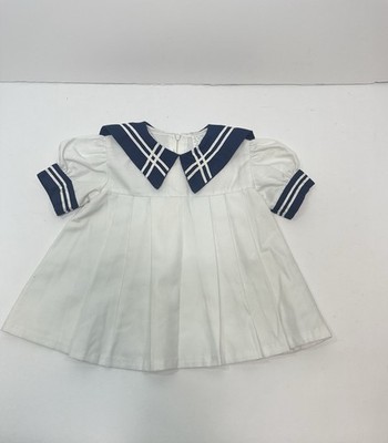 Baby Sailor Dress 12M White Navy Blue Vintage Nautical Outfit