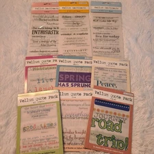 Colorbok Vellum Sentiments 9 Packages Multi Sheets Crafting Journling Quotes
