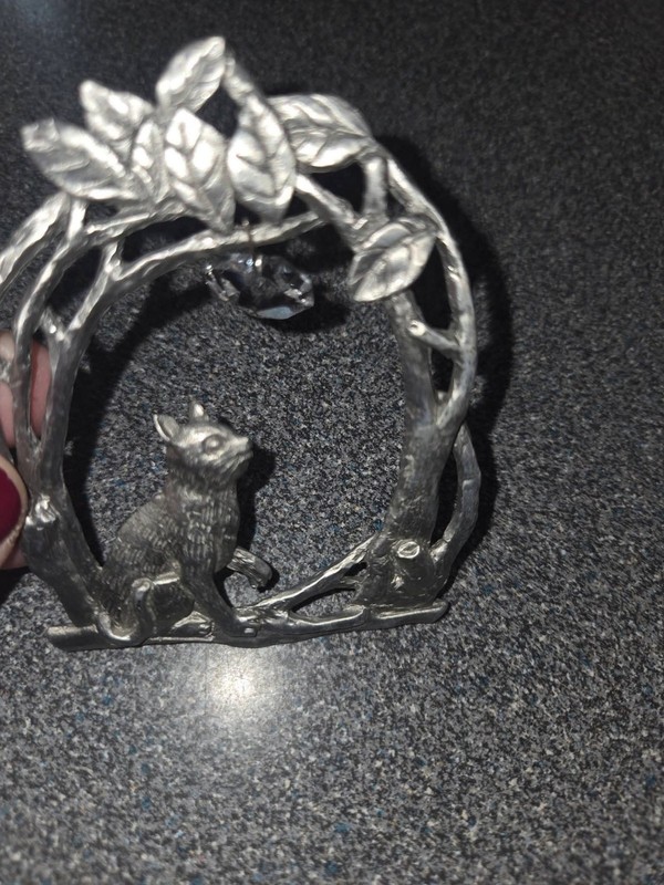 Pewter Cat In Window Suncatcher And Pewter Cat And Mouse Sleeping On Pillow