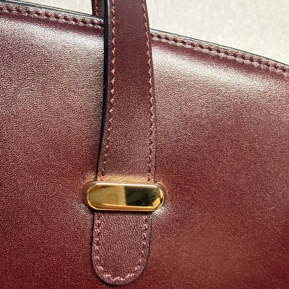 Vintage Authentic BALLY Burgundy Smooth Leather Handbag Zipper Made in Itay EUC - Image 4 of 4
