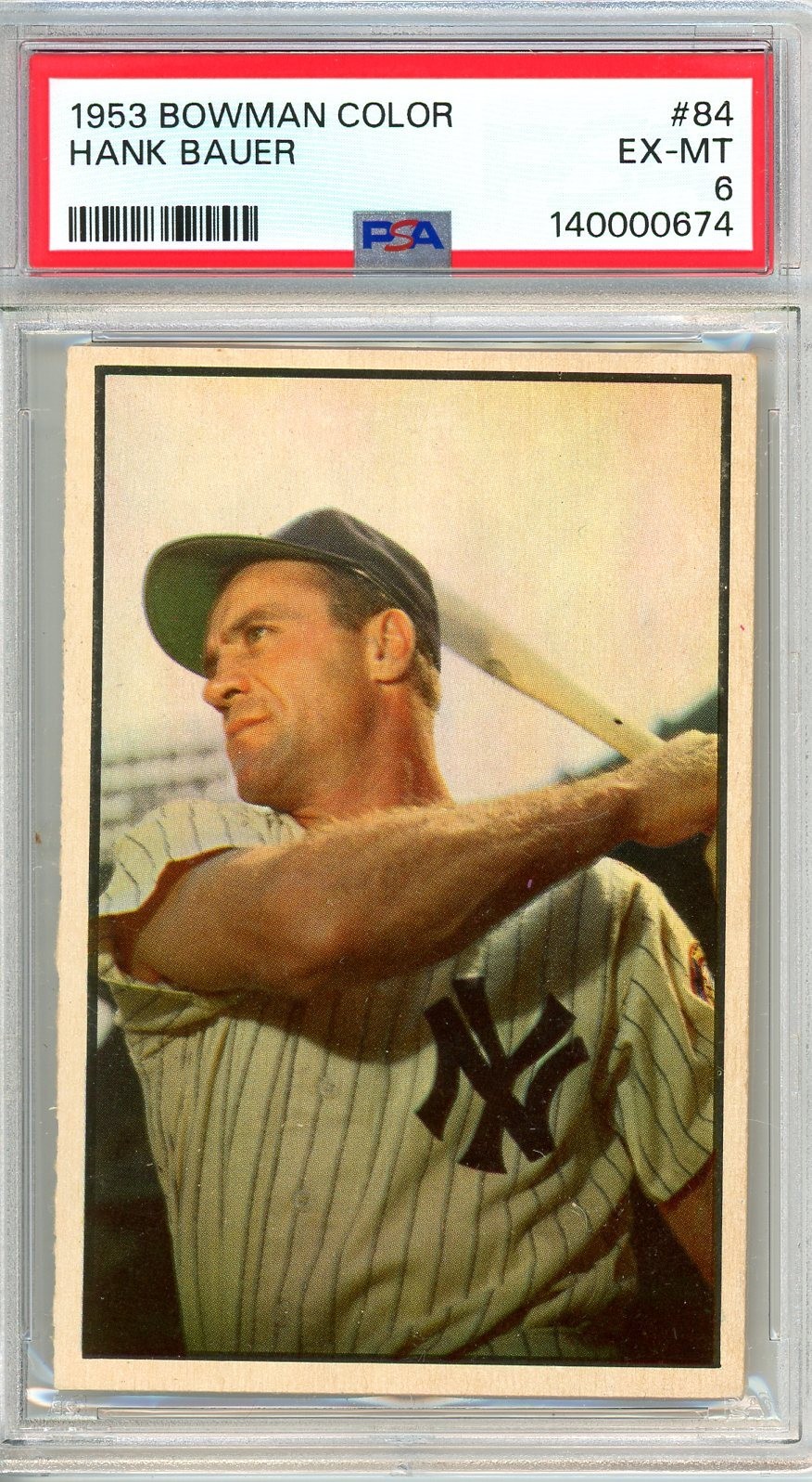 1953 Bowman HANK BAUER #84 PSA Grade 6 EX-MT Cond "INVEST No Reserve"