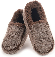 Mens Two Tone Fleece Lined Slippers - Comfortable Slippers for Men - Two Tones