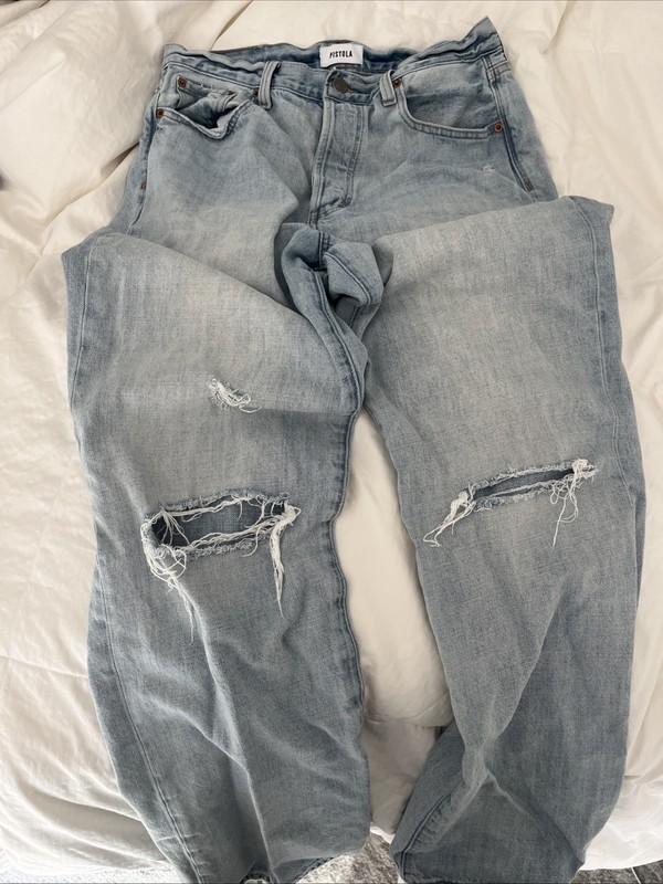 PISTOLA Cassie Super High Rise Bling Straight Jeans Festival Whimsy