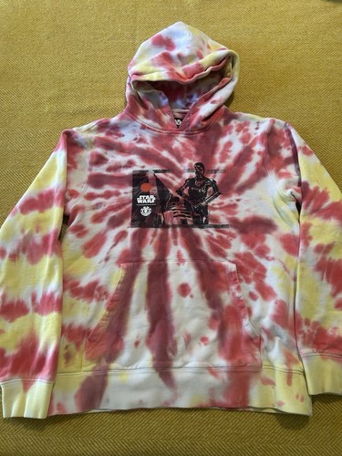 Element x Star Wars Droid Tie-Dye Hoodie Men Red, Size Small, R2D2 C3PO Combo