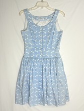 Calvin Klein Geometric Fit Flare Dress Blue Abstract Retro Preppy Cocktail