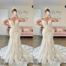 Gorgeous Wedding Dresses Off The Shoulder Lace Appliques Sweep Train Bridal Gown