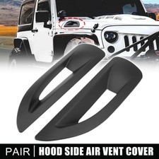 Pair Hood Side Air Vent Cover Matte Black For Jeep Wrangler Jk Rubicon 07-17 Pair Hood Side Air Vent Cover Matte Black For Jeep Wrangler Jk Rubicon 07-17