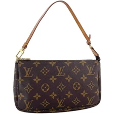 Louis Vuitton Monogram Pochette Accessoires Leather Fabric Brown Handbag 3734